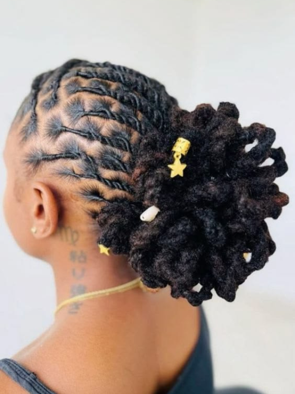 Side-Bun-Wedding-Loc-Hairstyles-for-Brides
